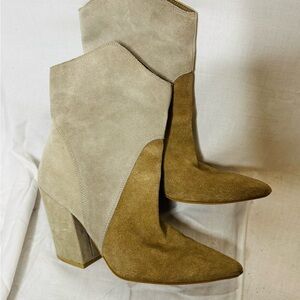 Dolce Vita Womens Nestly Suede Ankle Bootie Pointed Toe Triple Neutral Tone Sz 7